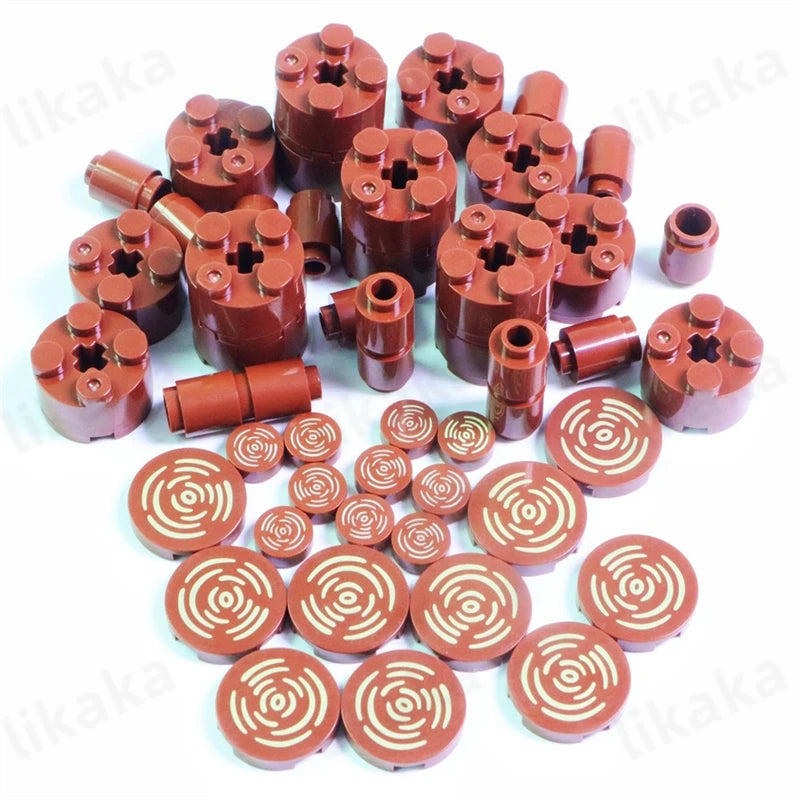 50pcs Brown Tree Stump Building Blocks Toy Set City Farm Wooden Blocks Accessories Set DIY Toys Parts for Kids Birthday Gifts