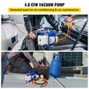 VEVOR Vacuum Pump 4.8CFM 1/4 HP Single Stage for HVAC Cooling 5PA Manifold Gauge Kit R410A R134A R22 Includes 4-Way Gauge&Hose