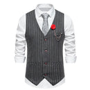 New Arrivals Men's Vintage Striped Suit Vest Fashion Business Party Dress Vests High-end Slim V Neck Casual Waistcoats Gentleman