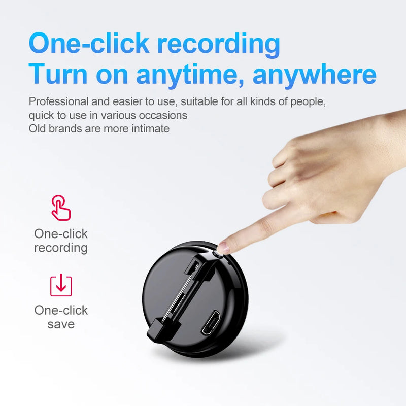 QZT Small Digital Voice Recorder Micro Brooch Sound Recorder Mini Emblem Recorder Professional Long Distance Voice Recording 16G