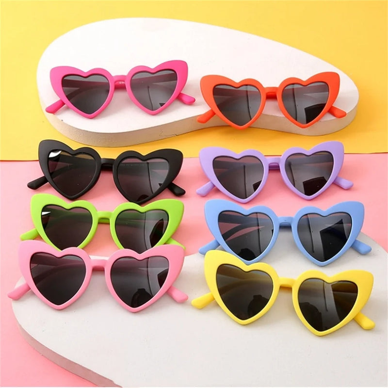 3-9 Year Kids Heart Sunglasses Vintage Heart-Shaped Toddler Sunglasses Cute Pink Boys Girls Outdoor Children Cartoon Eyewear