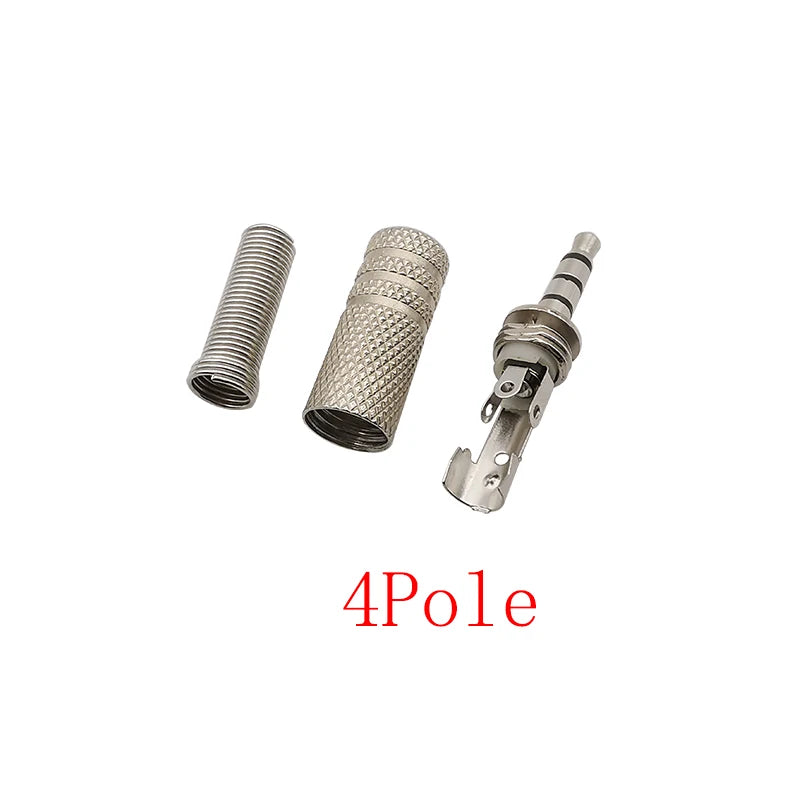 5Pcs Metal 3.5mm Male Plug 2/3/4 Poles Mono/Stereo Audio Headphone Connector Jack TS/TRS/TRRS 3.5mm Plug Soldering DIY Repair