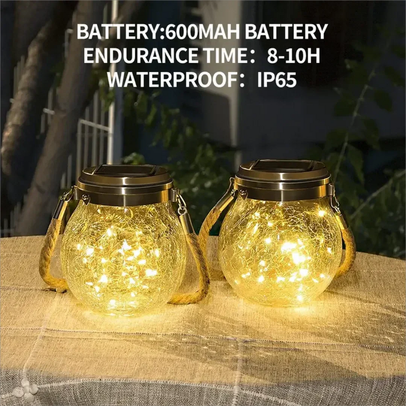 Solar Garden Light Crack Mason Bottle LED Light Outdoor Garden Lawn Home Fence Hanging Tree Decoration Atmosphere Lamp