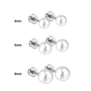 LUXUKISSKIDS 3-5pairs Fake White Pearl Stud Earrings For Woman/Girl Round Ball Press Screw Pack Piercing Stainless Steel Jewelry