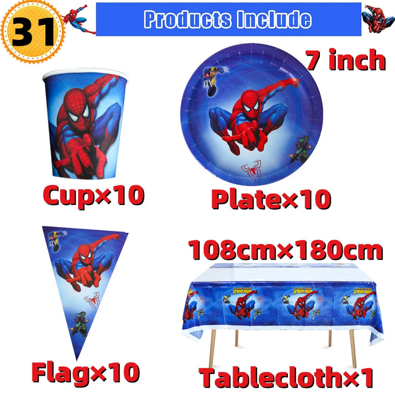 10/20 people Spiderman Theme Birthday Party Decorations Set Paper Cup 7inch Plate Superhero Baby Shower Kids Boys Party Supplies