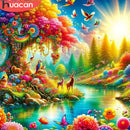 HUACAN 5D Crystal Diamond Painting Tree Lake Mosaic Deer Bird Flower New Arrivals Rhinestone Pictures Personalized Gift