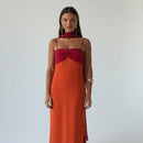 The Suzette | Color-Block Scarf-Collar Maxi Dress