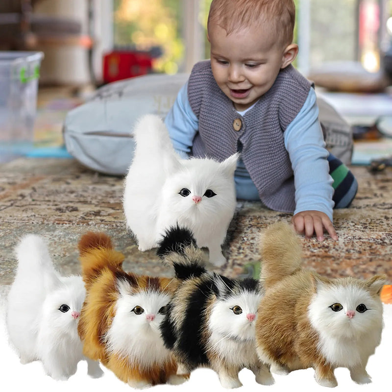 Simulation Cat Hanging Ornament Stuffed Animals Cats Furry Figure Realistic Plush Kitten Figurines Sill TV Cabinet Desktop Decor