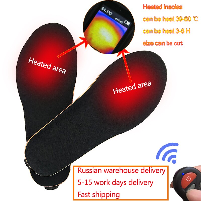 New Wireless Control Electric Heating Thermal Insoles Winter Warm Velvet 1800mAh Increase Heated Insoles for Men Women Shoe Pads