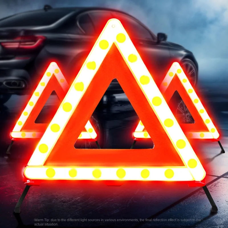 Car Emergency Breakdown Warning Triangle Red Reflective Road Safety Hazard Car Tripod Portable Foldable Stop Sign Reflector