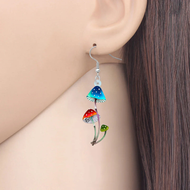 WEVENI Acrylic Cute Mushroom Earrings For Women Girls Drop Dangle Plants Jewelry Charms Spring Summer Gifts Accessories