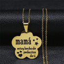 Mama Stainless Steel Chains Necklace for Women Black Enamel Statement Necklace Jewelry dia de la madre Mother's Day Gift N719S01
