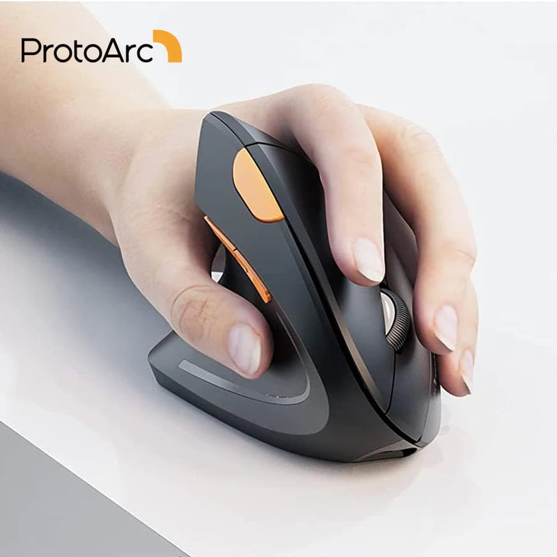 ProtoArc EM13 BT Wireless Vertical Mouse for Left Hand Rechargeable 2.4G USB Engonomic Mice for Computer Laptop Notebook PC