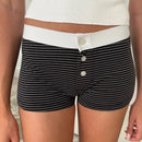 New Women's Casual Lounge Shorts Y2K Vintage Low Waist Button Closure Graphic Printed Aesthetic Slim Pajama Bottoms Sleepwear