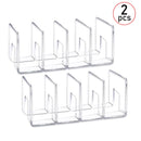 2pcs Clear Plastic Purse Handbag Organizer 4 Sections Bag Closet Shelf Divider Purse Display Stand Handbag Storage Organizer