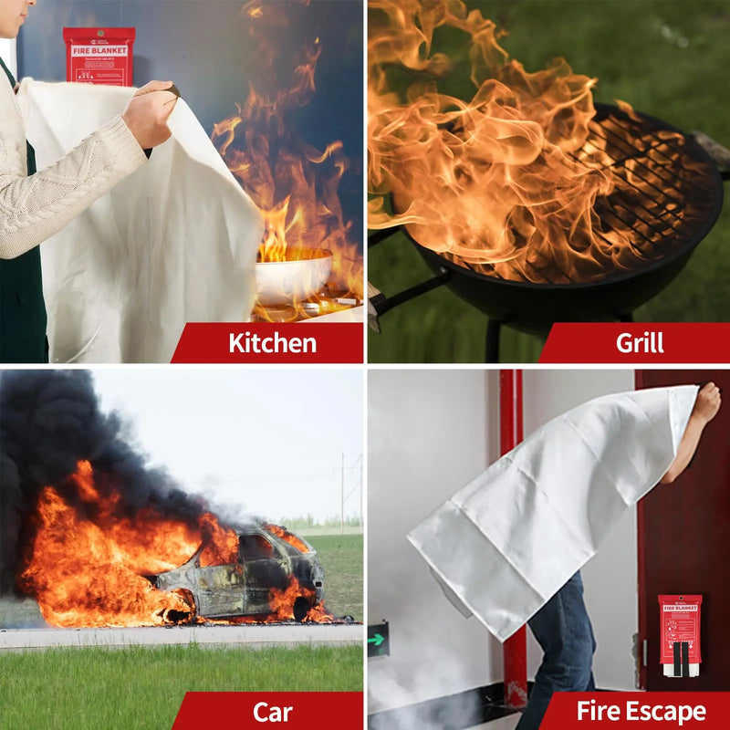 Fire Blanket 1.2M*1.2M Fire Shelter Fiberglass Fire Flame Retardant Emergency Survival Safety Cover Fire Emergency Blanket White