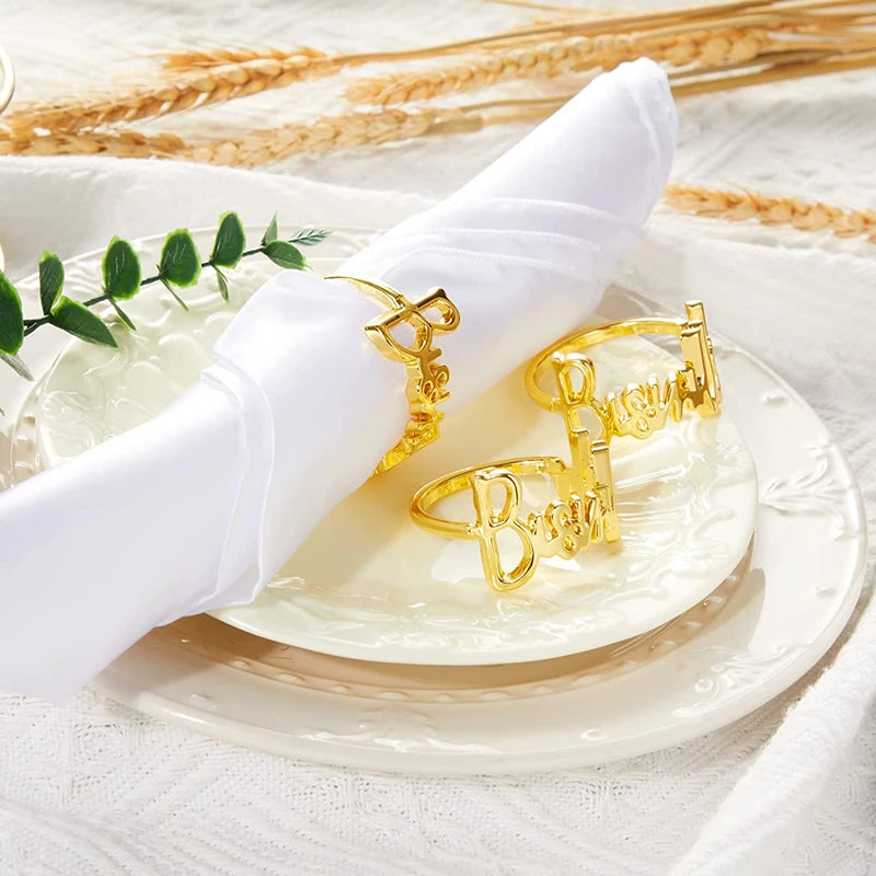 12/6PCS Alloy Blessing Bismillah Napkin Rings Eid Mubarak Muslim Islamic Ramadan Kareem Table Napkin Holder Wedding Party Decor