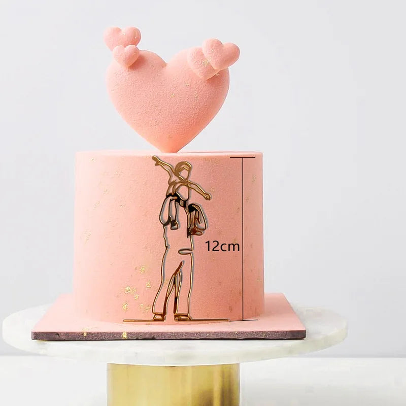 2023 New Baby's Happy Birthday Party Cake Topper Gold Cartoon Acrylic Cake Toppers for Baby Shower Cake gift Dessert Decoration