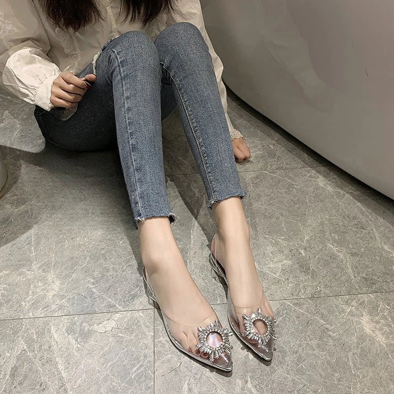 BCEBYL Spring and Autumn Fashion New Sexy Banquet Transparent Comfortable Crystal Women's High Heels Zapatos Mujer