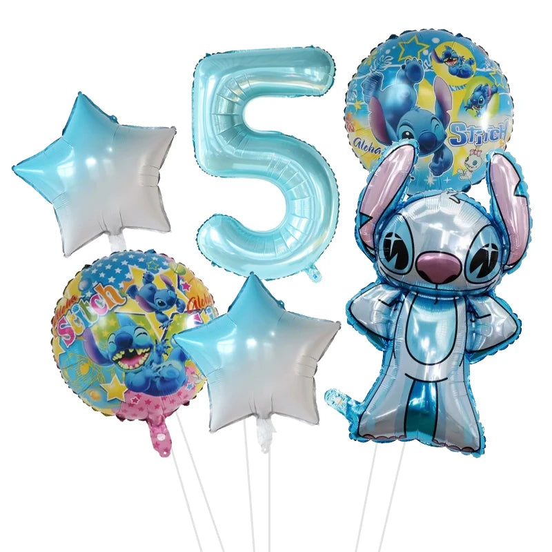 6pcs Disney Lilo & Stitch Party Balloons Stitch 32" Number Balloon set Baby Shower Birthday Party Decorations Kids Toy Gifts