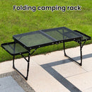 Campingtisch Eisennetz Klapptisch Tragbarer Outdoor-Camping mit anhebbarem Regal Aluminiumlegierung Esstisch