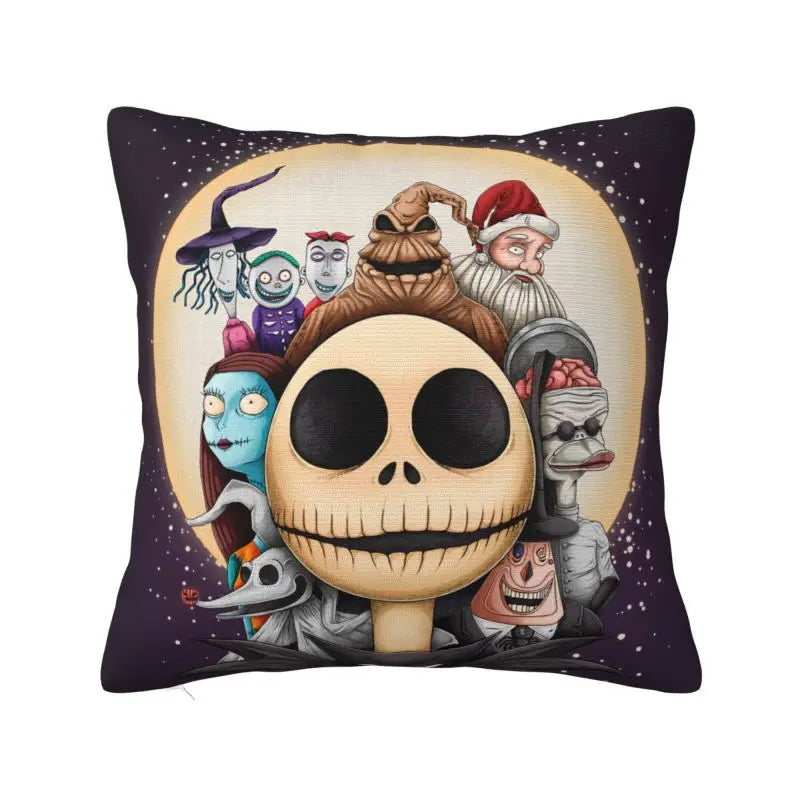 Custom Halloween Skull Jack Sally Throw Pillow Case Home Decor Nightmare Before Christmas Movie Cushion Cover Square Pillowcase