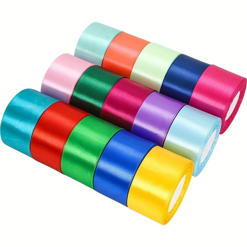 1 Piece of 4 cm Wide 22 M Long Multi-color Silk Ribbon Ribbon Hand-webbing Polyester Belt Gift Box Ribbon Floral Ribbon