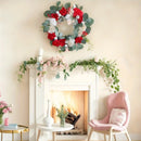 Artificial Red White Flowers Wreath 15.7in Door Hanging Holiday Simulation Flowers Withered Branches Wreaths Hotel