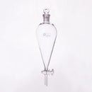 Scheidetrichter Birnenform, eingeschliffener Glasstopfen und Hahn. 10ml-125ml-250ml-500ml-5000ml, Ohne Graduierung, Glashahn