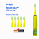 Children Electric Toothbrush With Replace Brush Heads Kids Cartoon Toothbrush Ultrasonic Sonic Electric Toothbrush With 6 Head