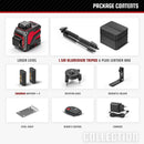 YEVOLT YVGLL4XS12 Series Green Laser Level 3-Plane 12-Line Self-leveling 360 3D Horizontal & Vertical 3.6V 3Ah Power Tools