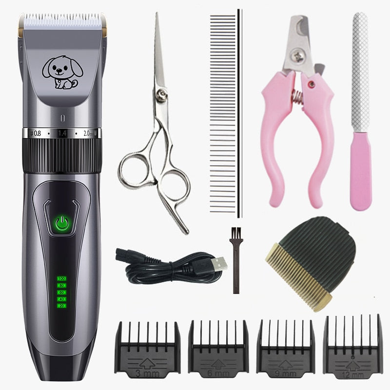 Dogs Clipper Grooming Clipper Kit USB Professional Rechargeable Low-Noise Clipper For Dog  Pets Hair Trimmer Display Battery