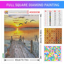 AZQSD 5D Diamond Art Painting Kits Seaside Sunset Bridge Picture Of Rhinestones Diamond Embroidery Scenic Mosaic Love Home Decor