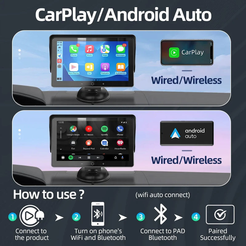 Universal 7inch Car Radio Multimedia Video Player Wireless Carplay Wireless Android Auto Touch Screen For VW Nissan Toyota Car