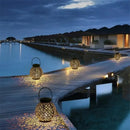 LED Solar Lantern Light Hollow Wrought Iron Projection Light Hanging Lamps Outdoor Waterproof Yard Garden Art Decoration