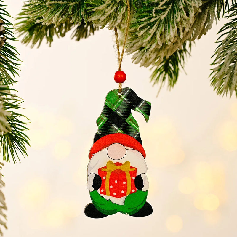 Christmas Wooden Pendant santa car pattern Xmas Tree Hanging Ornaments Christmas Decorations for Home Navidad Gift New Year 2023