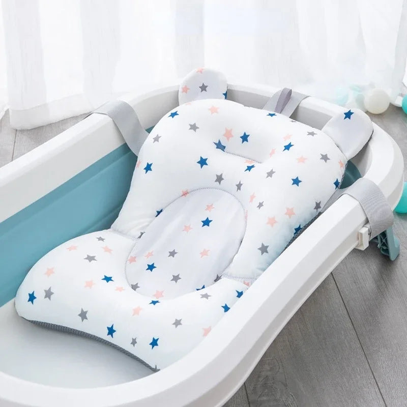 Cartoon Baby Shower Bath Tub Pad Non-Slip Newborn Bathtub Mat Safety Nursing Foldable Support Comfort Body Cushion Mat Pillow