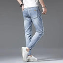 Summer Thin Men's Jeans 2024 New Slim Fit Ice Silk 9-point Pants Small Foot Petite Ultra-thin Breezy Denim Trousers