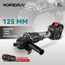 YOFIDRA 1200W 125MM Bürstenloser elektrischer Winkelschleifer Handheld Akku Polier- und Trennmaschine für 21V 18V Akku