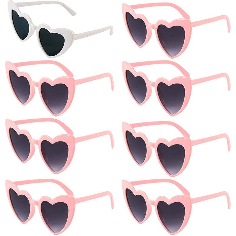 8pcs/6pcs Bachelorette Hen Party Sunglasses Black Heart Shaped Glasses Bride To Be Bridesmaid Gifts Wedding Bridal Shower Decor