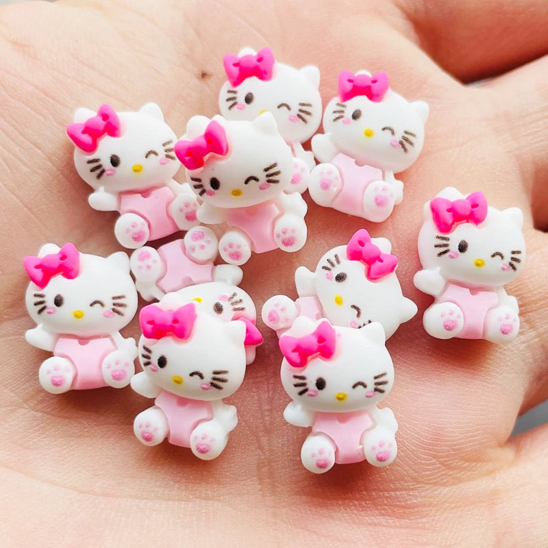 20 Pcs New Cute Cartoon Animal Kitten Resin Cabochon Scrapbooking DIY Jewelry Hairpin Craft Decoration Accessories