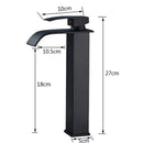 Matte Black Waterfall Bathroom Basin Faucet Above Counter Basin Deck Mounted Cold Hot Water Mixer Single Handle Single Hole Tap
