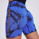 Women Tie Dye Hollow Seamless Yoga Shorts Leggings For High Waist Summer Fitness Running Cycling Sports Push Up Gym Shorts