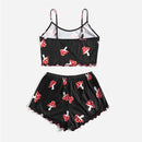 Women's Pajamas Set Sleepwear 2 PCS Short Tank Tops And Shorts S M L Black Ventilate Soft Casual