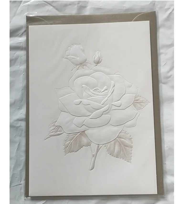 6pcs/set White Color Flower Greeting Card with Envelopes Pop Up Best Wishes Blank Thank You Gift Cards Invitations