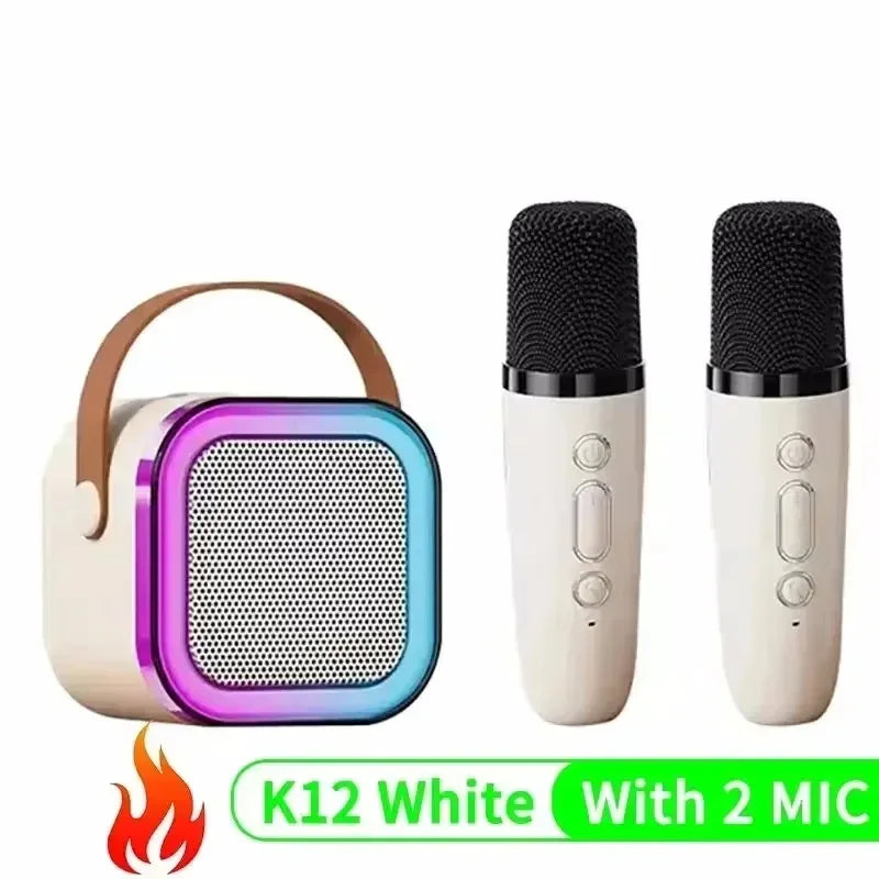 K12 Bluetooth portable karaoke speaker system with 1-2 wireless microphones, suitable for home corner