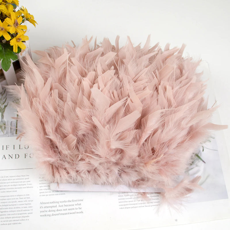 1 Meter Natural Turkey Feathers Trims 10-15cm for Sewing Ribbon Clothing Fringe Plumes Decoration DIY Crafts Wedding Party Dress