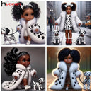 Huacan New Arrivals 2024 Diamond Painting Portrait Girl Diy Mosaic Dog Complete Kit Art Gift Wall Decor Picture Of Rhinestones