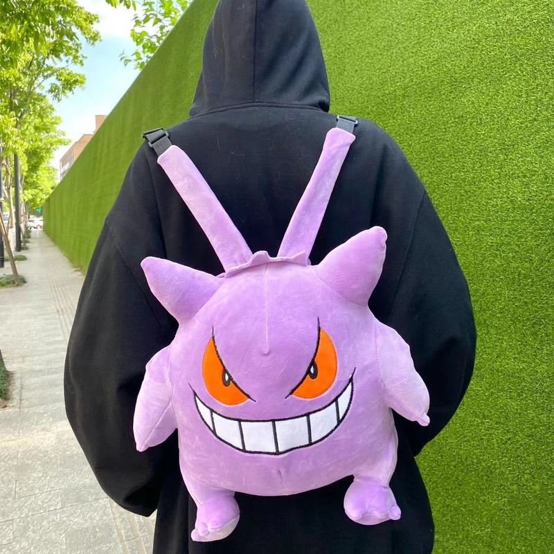 Cute Pokemon Backpack Kawaii Japanese Style Plush Bag Gengar Eevee Snorlax Backpack Schoolbag Cosplay Props Fashion Gifts