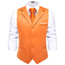 Hi-Tie Solid Black V-neck Men Vest With Tie Jacquard Tuxedo Dress Waistcoat Adjustable Jacket Casual Business Party Fashion